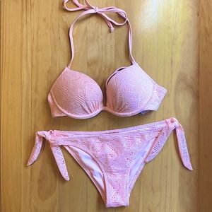 2-Piece Peach H&M Lacey Bikini Set
